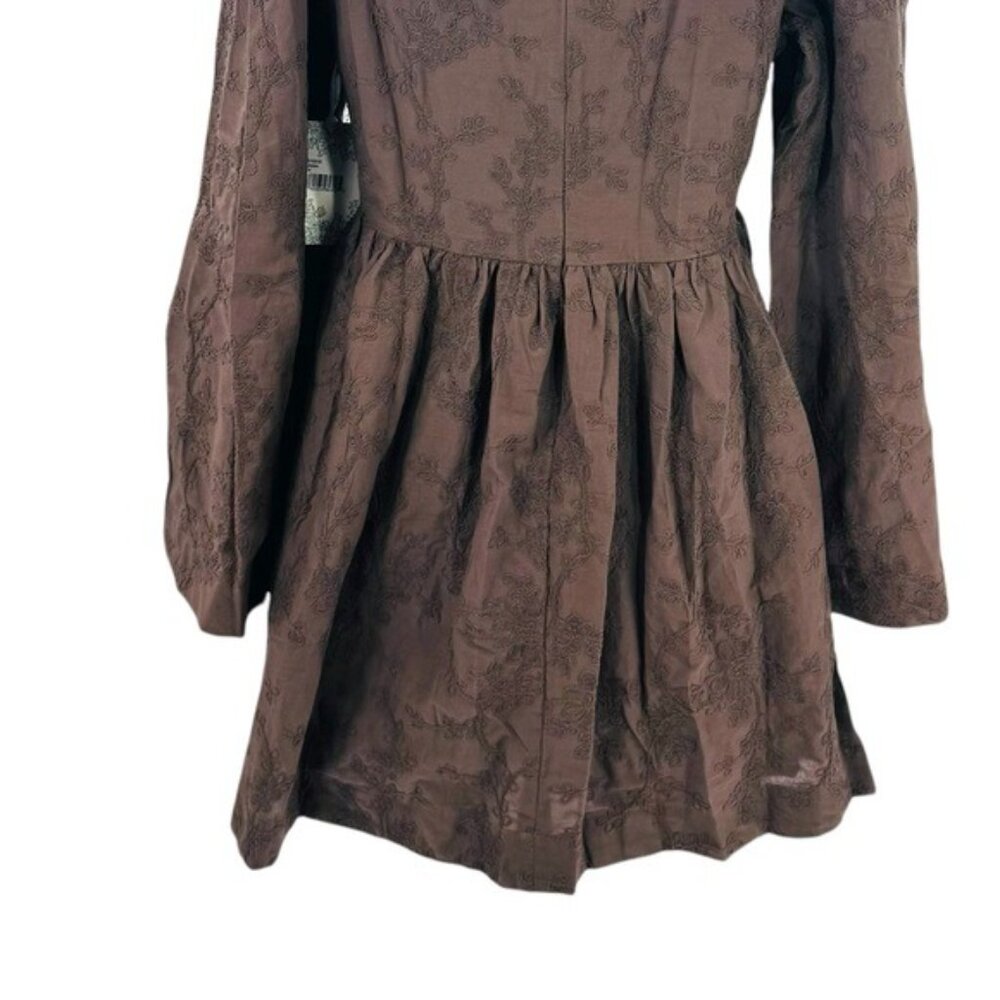 Hyacinth House | NEW Brown Becca V-Neckline Bell-Sleeved Mini Dress Size XXS - Picture 9 of 11